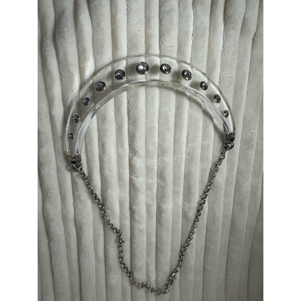 BRIGHTON Diva Paris Chic Statement Necklace Chain Collar Rhinestones Lucite